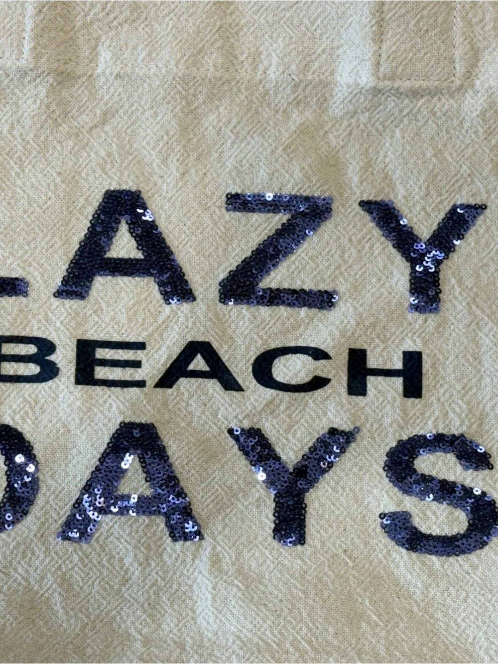 LAZY BEACH DAYS Canvas Tote Bag - Cream with Navy Sequins